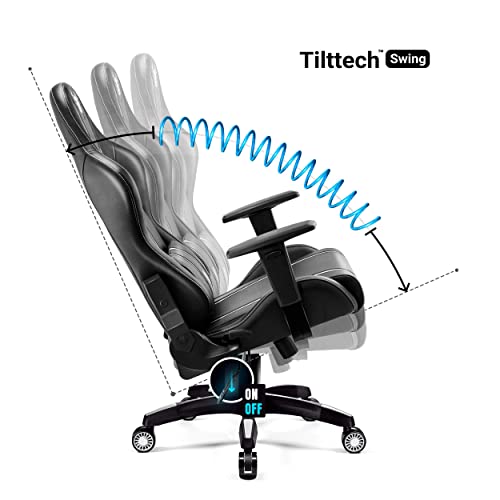 Diablo X-One 2.0 Silla Gaming Gamer Oficina Sillon de Ordenador Reposabrazos Ajustables Cuello/Cojín Lumbar Diseño Ergonómico Negro-Blanco Normal (L)