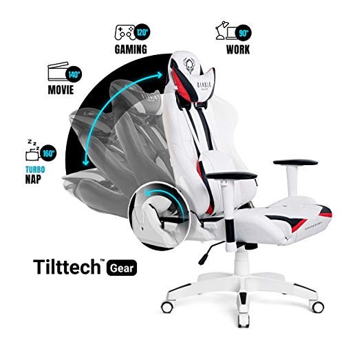 Diablo X-Ray Gaming Silla de Oficina Silla Gamer Apoyabrazos 4D Diseño Ergonomico HQ Cuero Sintético Perforación Función de Inclinación Soporta hasta 150 kg Blanco-Negro Normal (L)
