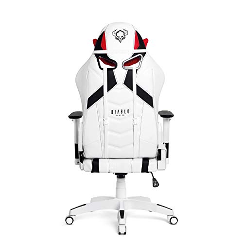 Diablo X-Ray Gaming Silla de Oficina Silla Gamer Apoyabrazos 4D Diseño Ergonomico HQ Cuero Sintético Perforación Función de Inclinación Soporta hasta 150 kg Blanco-Negro Normal (L)