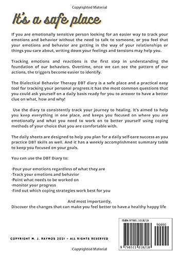 Dialectical Behavior Therapy DBT Diary: Monitor your sensitive emotions and behaviors day by day for a healthy living of your mind and body