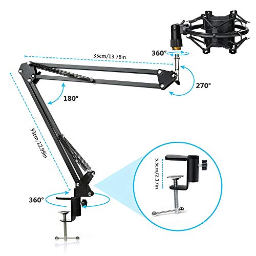 Diealles Shine Micrófono USB Condensador, Microfono Streaming 192KHz/24Bit con Filtro Antipop para Facebook TIK Tok Skype Youtube, Ordenador Portátil, Tableta, Móvil, Mac, Compatible con ps4, Negro