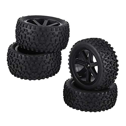 Dilwe Neumático de Goma RC 4 Piezas, Neumático de Rueda de Camión RC para 1/10 ZD Racing Buggy Crawler Car (Negro)