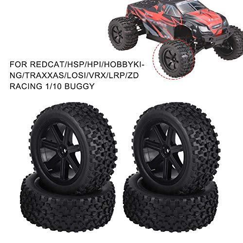 Dilwe Neumático de Goma RC 4 Piezas, Neumático de Rueda de Camión RC para 1/10 ZD Racing Buggy Crawler Car (Negro)