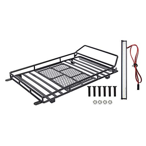 Dilwe Portaequipajes de Coche RC, Portaequipajes de Techo de Metal con luz LED para Axial SCX10 1/10 RC Crawler Car