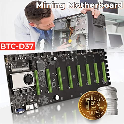 Dimweca BTC-D37 - Placa base mining (8 ranuras para tarjetas gráficas, memoria DDR3, interfaz VGA integrada, bajo consumo de energía para máquinas de minería