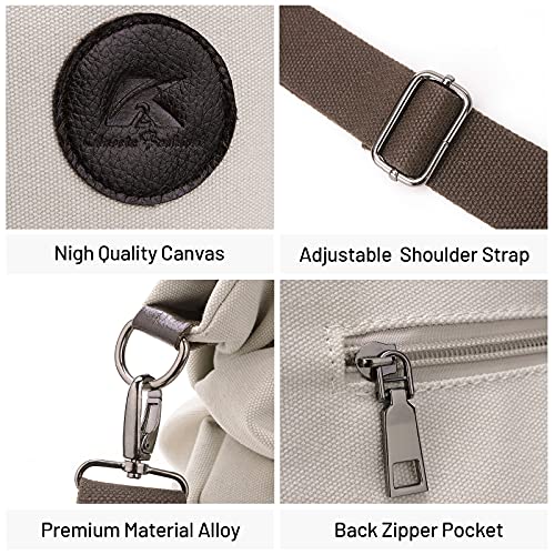 DIRRONA Mujer Lona Bolso de Mano Bolso Bandolera de Lona Colegio Viaje Gran Capacidad Bolsa de Vagabundo Bolsa de Playa Mujer Bolsa de Mensajero Blanco