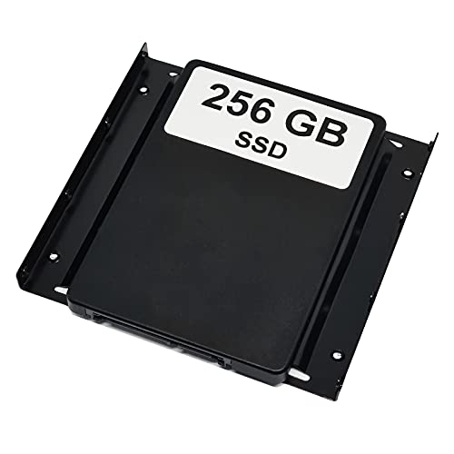 Disco duro SSD de 256 GB con marco de montaje (2,5" a 3,5") compatible con placa base Gigabyte GA-H110M-S2H, incluye tornillos y cable SATA.