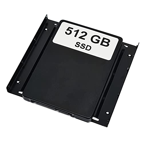 Disco duro SSD de 512 GB con marco de montaje (2,5" a 3,5") compatible con placa base Gigabyte GA-AB350-GAMING 3, incluye tornillos y cable SATA.