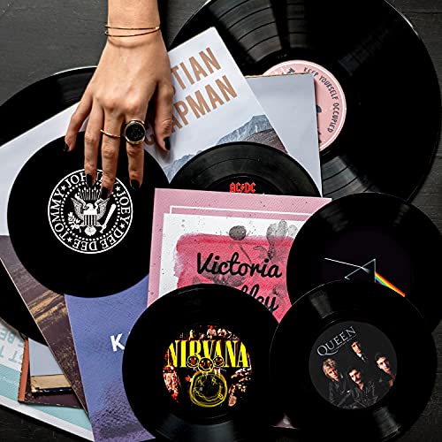Discos de Vinilo para decoración de Pared, 8 Piezas tamaño Single 7 Pulgadas, para Decorar Fiestas de Rock música, cumpleaños Bares Pubs Fiestas temáticas de los 70s 80s 90s Retro Vintage Old School