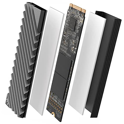 Disipador de Calor Aluminio SSD M.2 PS5 2280 con 2 Almohadillas Térmicas de Silicona de Doble Cara Cooler Disipador Nvme para PC/PS5 (Negro)