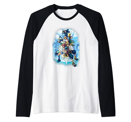 Disney Kingdom Of Hearts Sky Group Faded Design Camiseta Manga Raglan