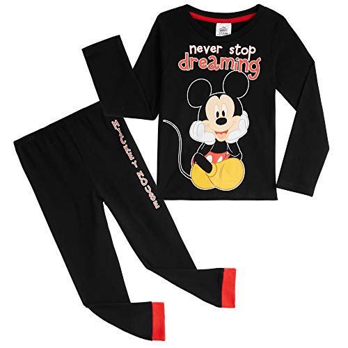 Disney Mickey Mouse Pijama Niño, Pijamas Niños 100% Algodon, Conjunto Pijama Niño Invierno de Manga Larga, Regalos para Niños y Niñas 12 Meses- 6 Años (3-4 años)
