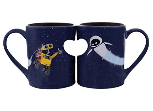 Disney Parks Exclusive Wall-e and Eva - Juego de tazas (355 ml)