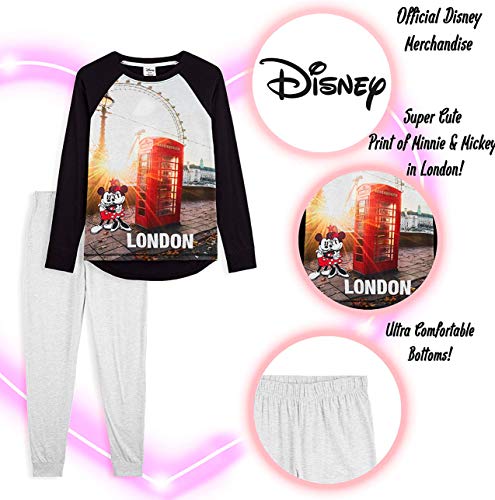 Disney - Pijama para mujer con diseño de Mickey y Minnie en Londres, París o Nueva York