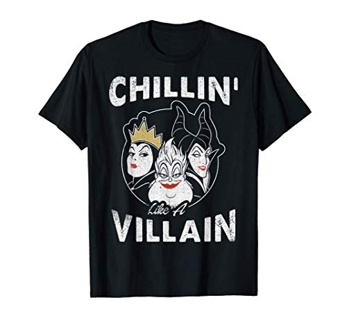 Disney Villains Chillin' Villain Distressed Group Shot Logo Camiseta