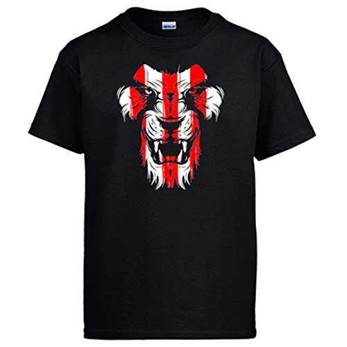 Diver Camisetas Camiseta Cara león Colores para Aficionados del fútbol de Bilbao - Negro, XXL