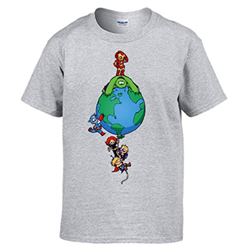 Diver Camisetas Camiseta Planeta Parodia superhéroes - Gris, 9-11 años