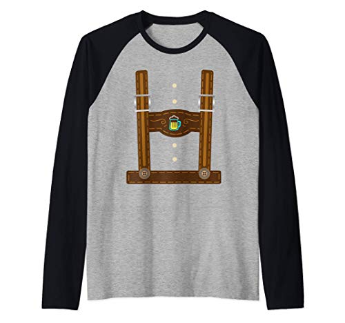 Divertido disfraz de Lederhosen Regalos de Oktoberfest Camiseta Manga Raglan