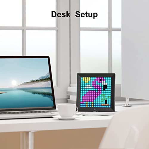 Divoom Pixoo - Marco de fotos digital con control de luz de ambiente - 8,6 pulgadas - Reloj inteligente LED de escritorio/pared - Lámpara decorativa para sala de juegos - Decoración del hogar