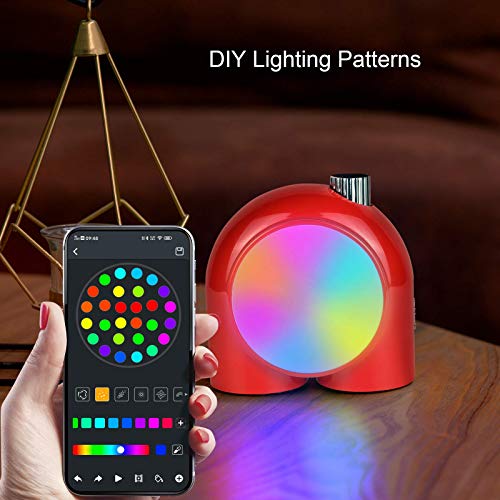 Divoom Planet-9 Lámpara de mesa inalámbrica e inteligente - Luz de ambiente programable con LED RGB - Luz nocturna para dormitorio, sala de juegos, oficina (Rojo)
