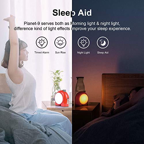 Divoom Planet-9 Lámpara de mesa inalámbrica e inteligente - Luz de ambiente programable con LED RGB - Luz nocturna para dormitorio, sala de juegos, oficina (Rojo)