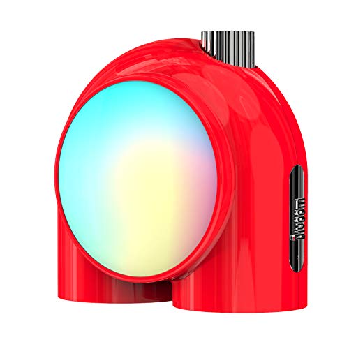 Divoom Planet-9 Lámpara de mesa inalámbrica e inteligente - Luz de ambiente programable con LED RGB - Luz nocturna para dormitorio, sala de juegos, oficina (Rojo)