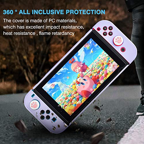 DLseego Switch - Funda Protectora Completa para Nintendo Switch Joy-con con Protector de Pantalla de Cristal, Antiarañazos, Cubierta de Agarre para Bebé, Morado