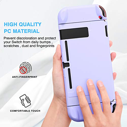 DLseego Switch - Funda Protectora Completa para Nintendo Switch Joy-con con Protector de Pantalla de Cristal, Antiarañazos, Cubierta de Agarre para Bebé, Morado