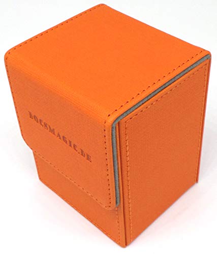 docsmagic.de Premium Magnetic Flip Box (80) Orange + Deck Divider - MTG PKM YGO - Caja