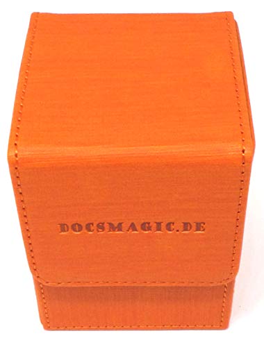 docsmagic.de Premium Magnetic Flip Box (80) Orange + Deck Divider - MTG PKM YGO - Caja