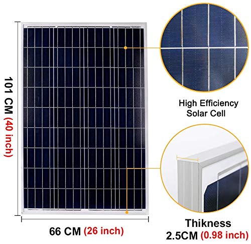 DOKIO Panel Solar 100W Polykristallin 12V Módulo solar con Controlador para casas jardines caravanas bombas