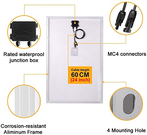 DOKIO Panel Solar 100W Polykristallin 12V Módulo solar con Controlador para casas jardines caravanas bombas