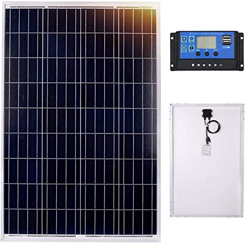 DOKIO Panel Solar 100W Polykristallin 12V Módulo solar con Controlador para casas jardines caravanas bombas