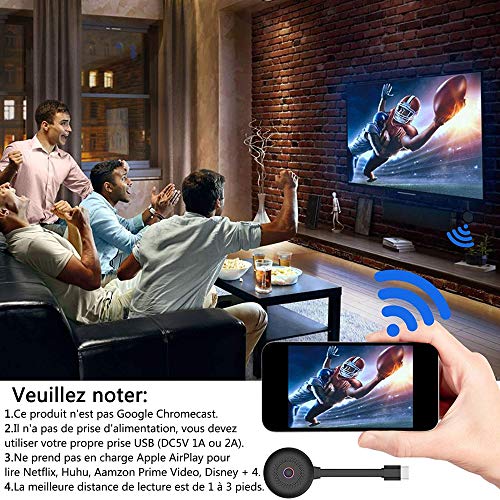 Dongle HDMI inalámbrico 4K HD Dongle TV de proyector multimedia en continuo WiFi, compatible con Miracast/DLNA/Airpla, compatible con iOS/Android/Mac/Windows