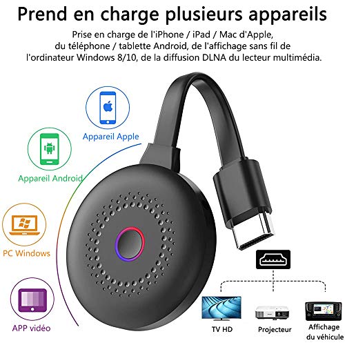 Dongle HDMI inalámbrico 4K HD Dongle TV de proyector multimedia en continuo WiFi, compatible con Miracast/DLNA/Airpla, compatible con iOS/Android/Mac/Windows