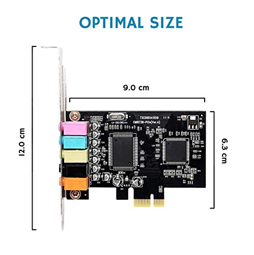 Donkey pc - Tarjeta de Sonido PCI Express 5.1 con Alto Rendimiento de Sonido Directo y Envolvente 3D Sound. Soporta Salida 6 Canales DAC 5.1 Surround para Home Cinema y Juegos.