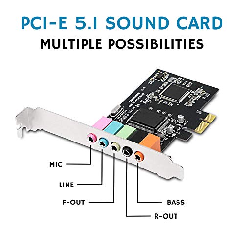 Donkey pc - Tarjeta de Sonido PCI Express 5.1 con Alto Rendimiento de Sonido Directo y Envolvente 3D Sound. Soporta Salida 6 Canales DAC 5.1 Surround para Home Cinema y Juegos.