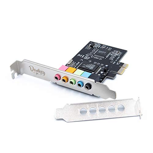 Donkey pc - Tarjeta de Sonido PCI Express 5.1 con Alto Rendimiento de Sonido Directo y Envolvente 3D Sound. Soporta Salida 6 Canales DAC 5.1 Surround para Home Cinema y Juegos.