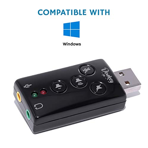 Donkey pc – Tarjeta de Sonido USB 7.1 Adaptador USB a Jack 3.5 mm. Tarjeta de Sonido Externa y Adaptador de Auriculares y micrófono a USB para pc. Adaptador de Audio USB 2.0.