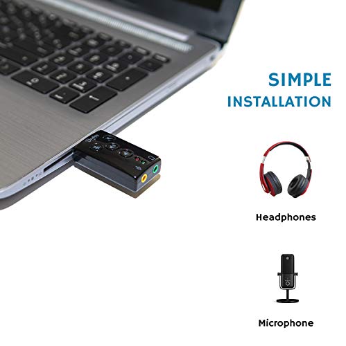 Donkey pc – Tarjeta de Sonido USB 7.1 Adaptador USB a Jack 3.5 mm. Tarjeta de Sonido Externa y Adaptador de Auriculares y micrófono a USB para pc. Adaptador de Audio USB 2.0.