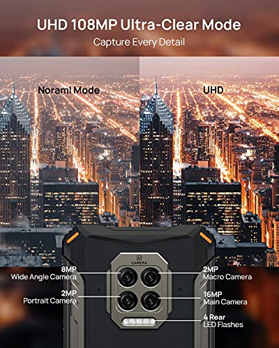 DOOGEE S86 [2021] 8500mAh Batería Movil, 6GB RAM+128GB ROM IP68 IP69K Smartphone Resistente Agua y Golpes, Cámara Cuádruple 16MP Moviles Todoterreno 4G, Helio P60 6.1inch, NFC, Naranja