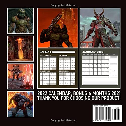 DOOM Eterna Calendar 2022: January 2022 - December 2022 OFFICIAL Squared Monthly Calendar, 12 Months | BONUS 4 Months 2021