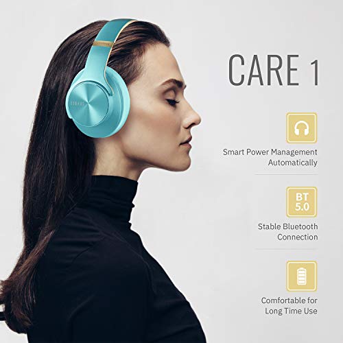 DOQAUS Auriculares Inalámbricos Diadema, [52 Hrs de Reproducción] Hi-Fi Sonido, Cascos Bluetooth con 3 Modos EQ, Micrófono Incorporado y Doble Controlador de 40 mm, para Móviles/Xiaomi/TV (Azul)