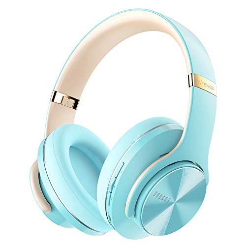 DOQAUS Auriculares Inalámbricos Diadema, [52 Hrs de Reproducción] Hi-Fi Sonido, Cascos Bluetooth con 3 Modos EQ, Micrófono Incorporado y Doble Controlador de 40 mm, para Móviles/Xiaomi/TV (Azul)
