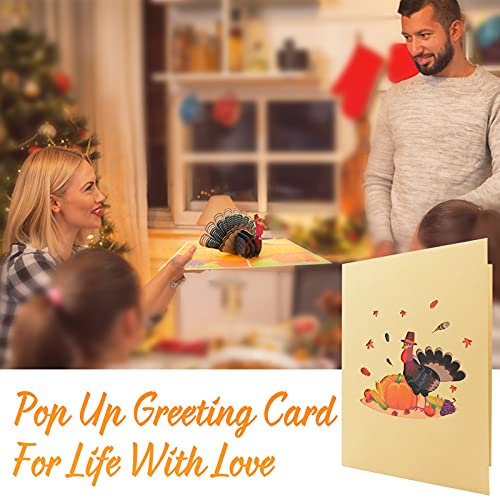 DORART 1PCS Tarjeta Felicitacion 3D Pop-up, Tarjeta de Felicitación con Tema de Calabaza Pavo Ideal para Día de Acción de Gracias, Tarjeta Cumpleaños, Tarjetas de Navidad(Sobre Incluido)