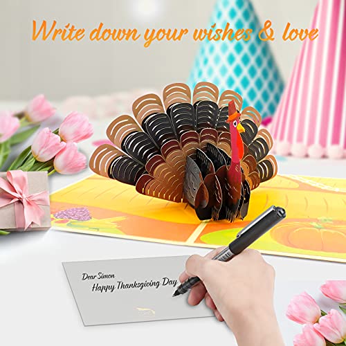 DORART 1PCS Tarjeta Felicitacion 3D Pop-up, Tarjeta de Felicitación con Tema de Calabaza Pavo Ideal para Día de Acción de Gracias, Tarjeta Cumpleaños, Tarjetas de Navidad(Sobre Incluido)