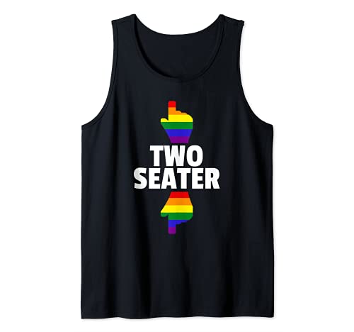Dos Plazas Queer LGBT Lesbiana Gay Bi Divertido Travieso Camiseta sin Mangas