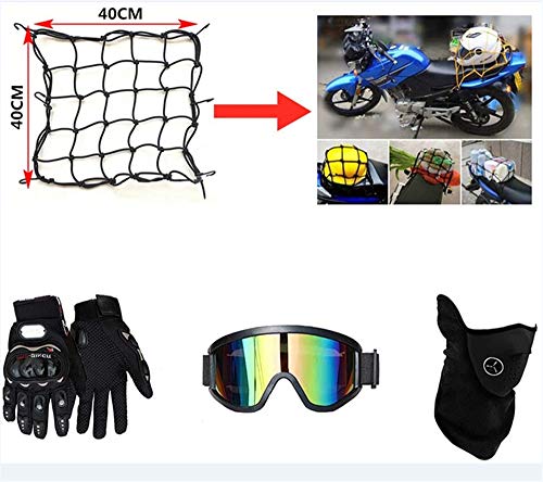 D.O.T - Juego de casco de motocross (5 unidades) con guantes, máscara, casco de moto, casco de cross, casco estándar para niños, quad, bicicleta, ATV, Go Kart, protección de seguridad (D,L)