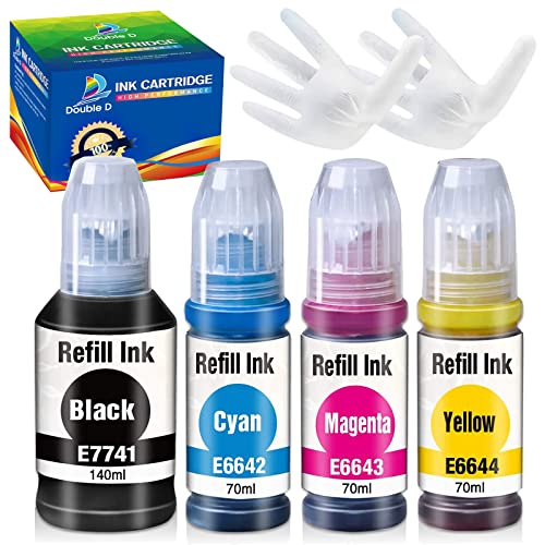 DOUBLE D 774 664 - Botella de tinta compatible con Epson 774 664 T7741 T6642 T6643 T6644 Ecotank para Epson EcoTank L355 L555 ET-2500 ET-2550 ET-2600 ET-360 0 ET-4 500, ET-4550, ET-14000, ET-16500.