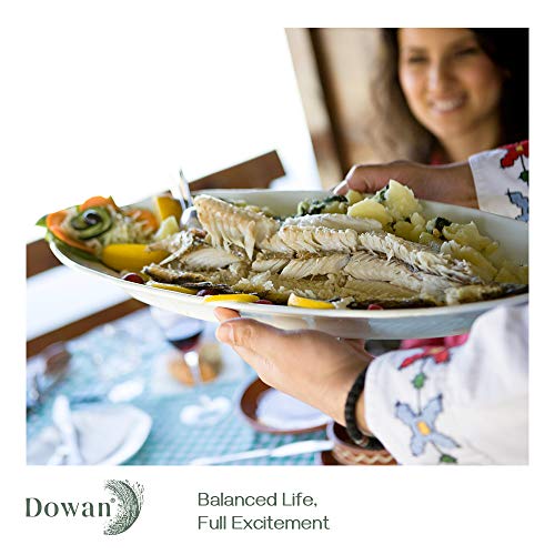 DOWAN Plato de Servicio,Juego de 2 Platos de Cena Ovalados,Vajilla Grande de Cerámica,Vajilla de Fiesta,Bandejas de Comida Horno para Carne de Pavo,Pescado,Aperitivos, Entrantes,Postre | Blanco